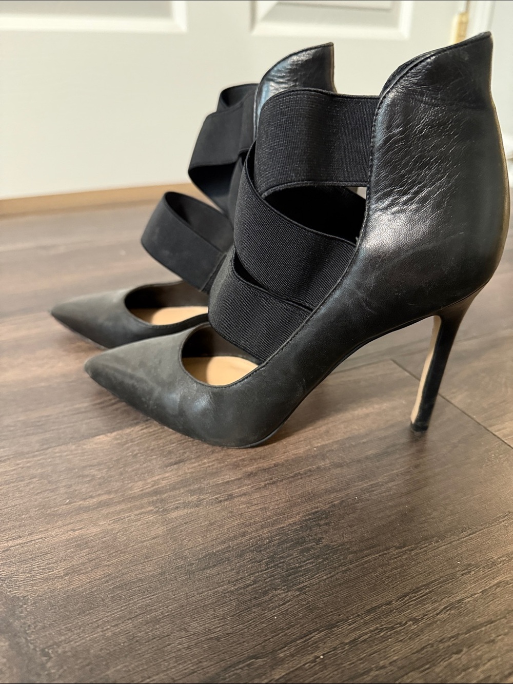 Vince Camuto Black Strappy Pointed-Toe Stiletto Pumps